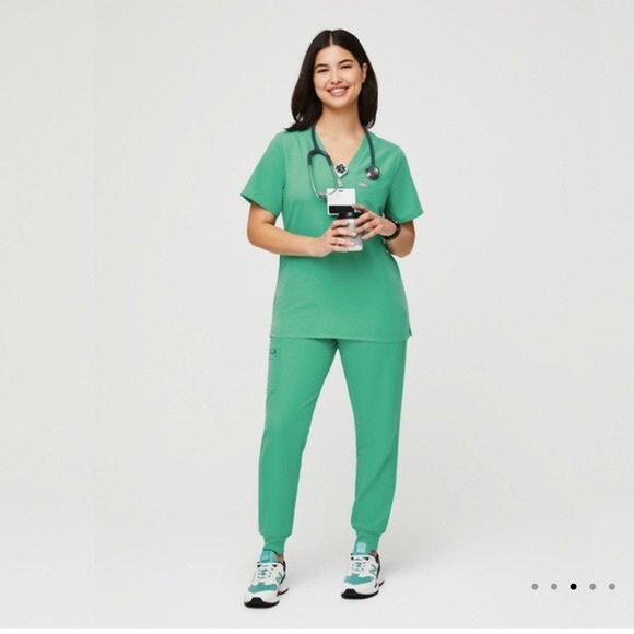 Figs Other Figs Scrub Set Surgical Green High Waisted Zamora And